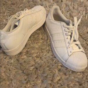 All white womens adidas superstar siZe 9